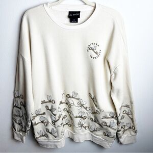 Cream Embroidered Sweater with Floral Design